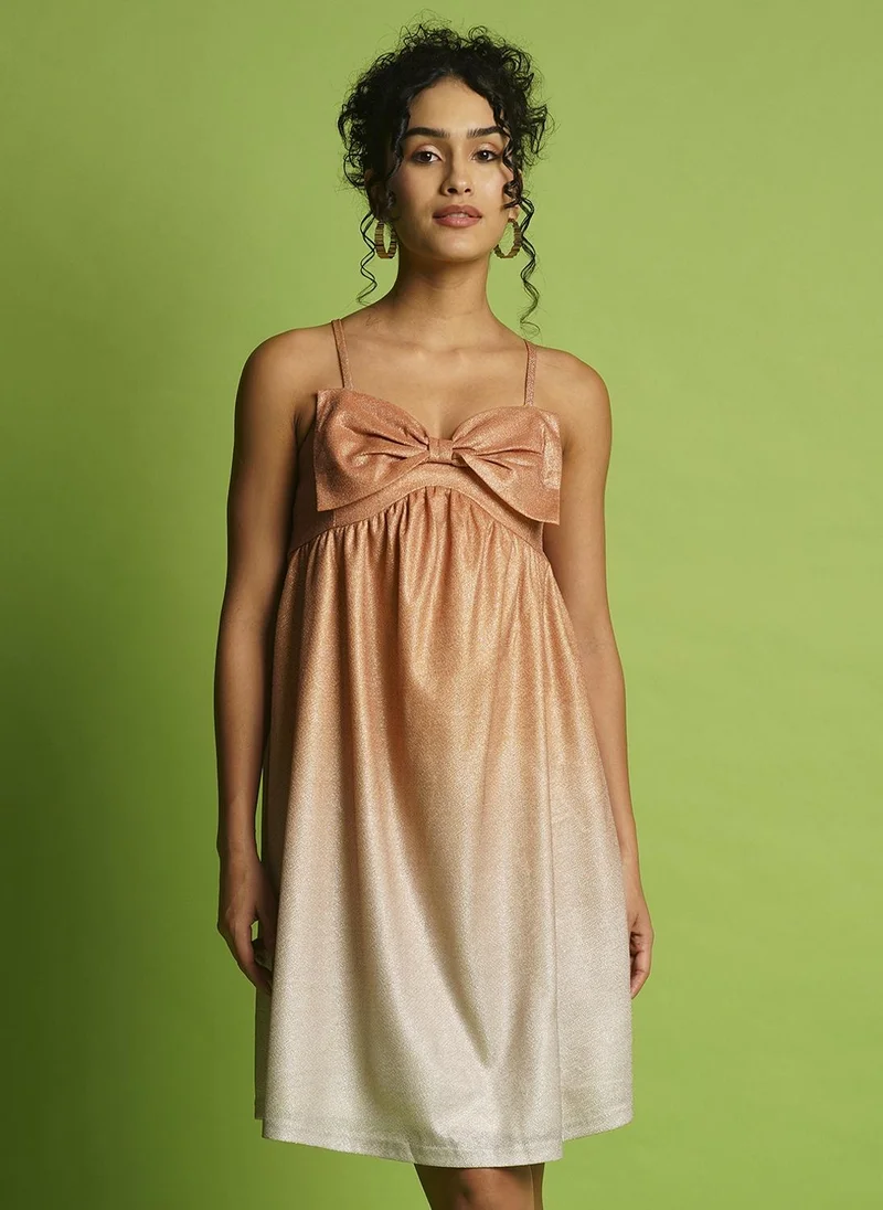 globus Globus Women Ombre Sleeveless Sweetheart Neck Bow Detailed A-Line Party Dress